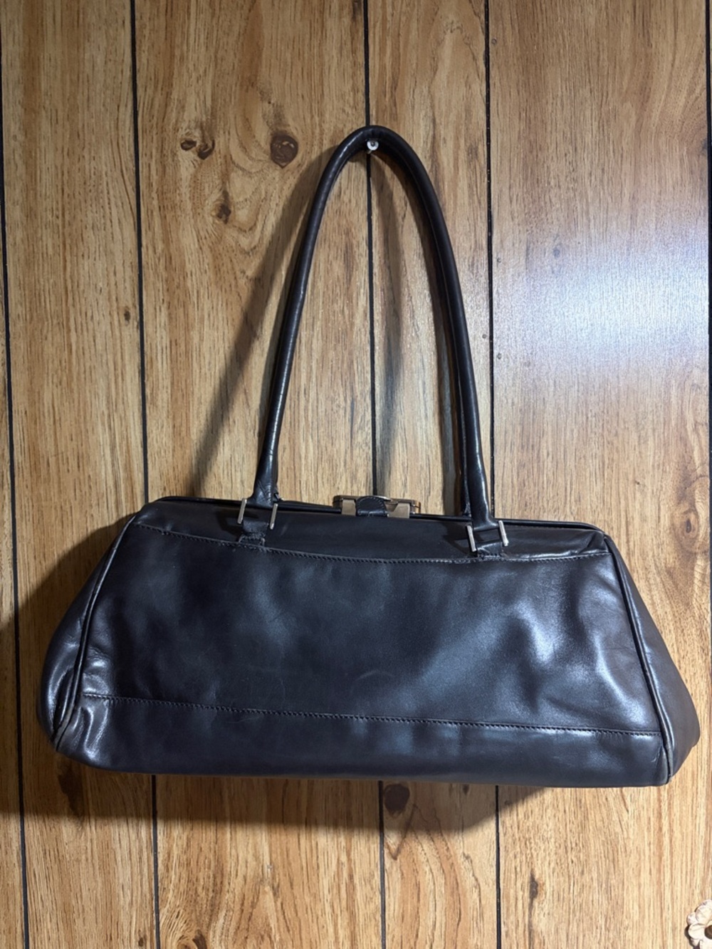 Via Spiga Classic Grace Black Leather Satchel Bag